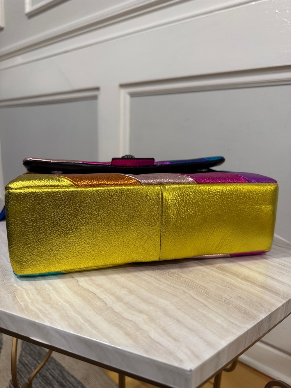 Kurt Geiger Bag Large Kensington Rainbow Leather Shoulder Chain Bag - Picture 10 of 17